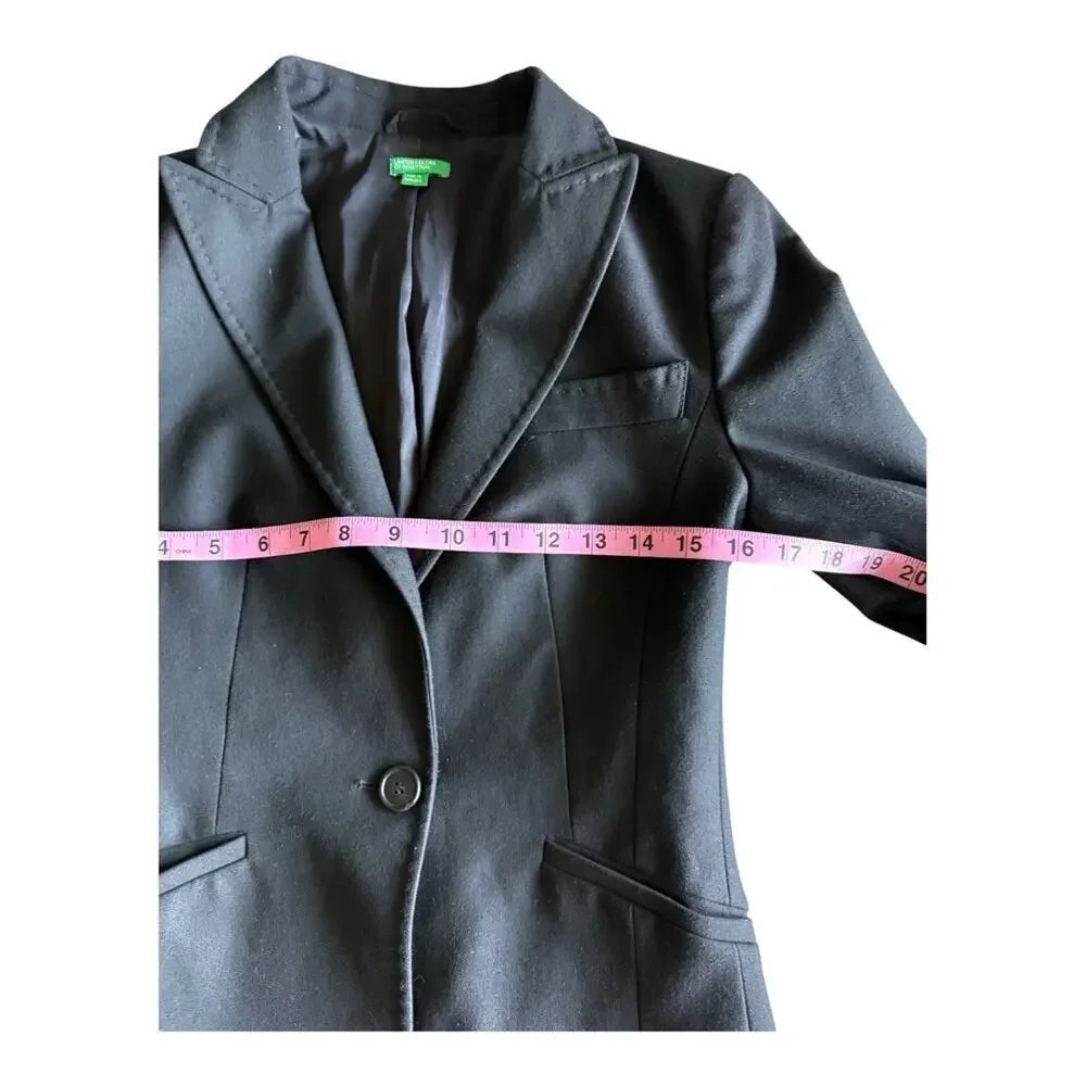 United Colors Of Benetton Vintage Single Button Black Blazer S